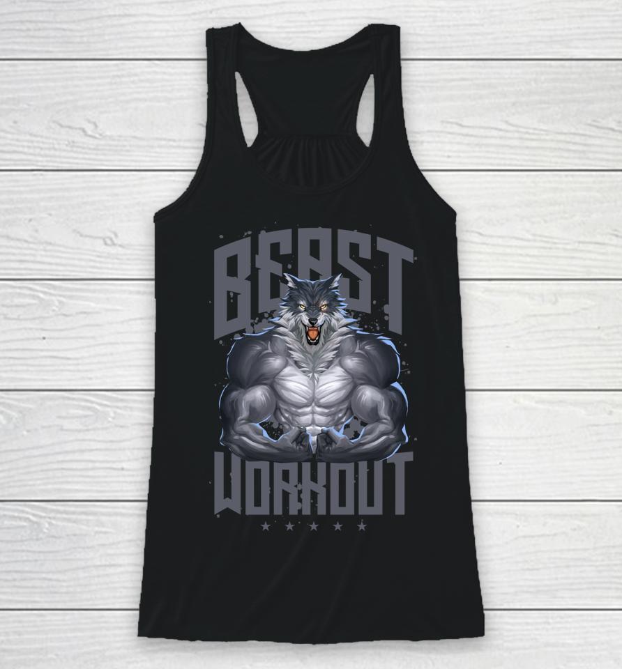 Wolf Workout Beast Gym Fitness Bodybuilding Muscles Racerback Tank