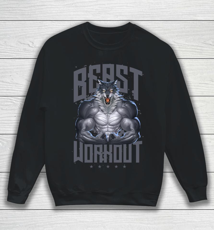 Wolf Workout Beast Gym Fitness Bodybuilding Muscles Sweatshirt
