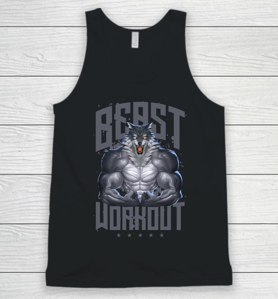 Wolf Workout Beast Gym Fitness Bodybuilding Muscles Unisex Tank Top