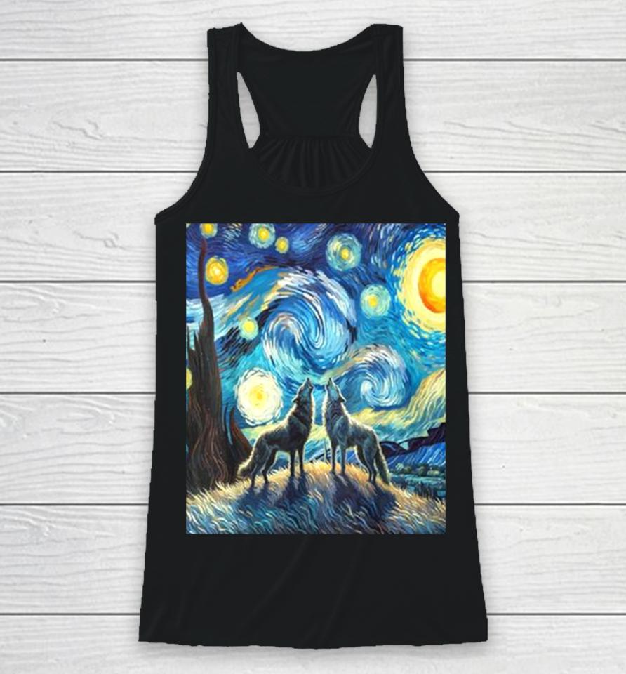 Wolves Howling At The Starry Moon Racerback Tank