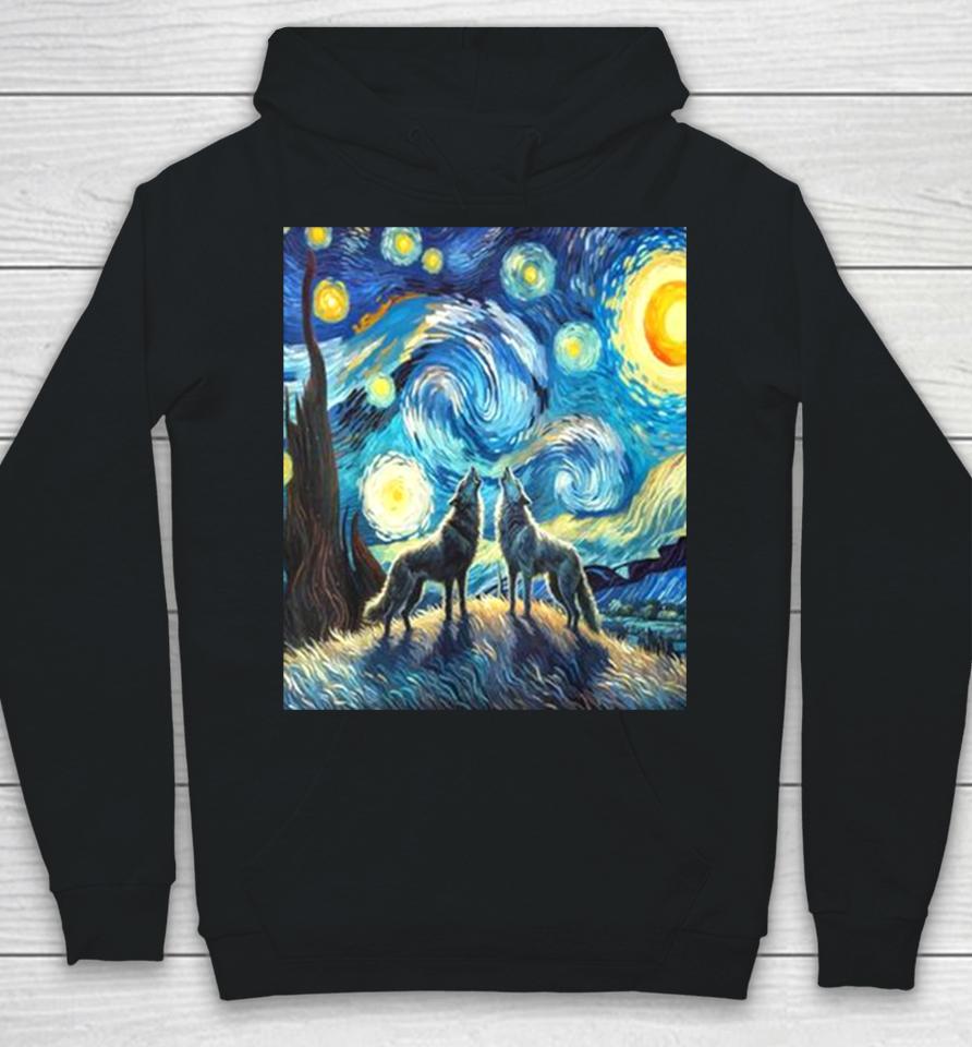 Wolves Howling At The Starry Moon Hoodie
