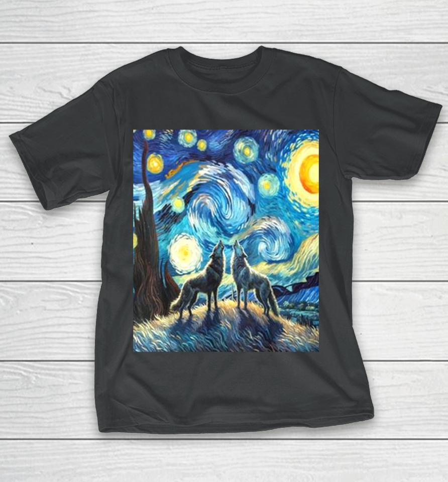 Wolves Howling At The Starry Moon T-Shirt