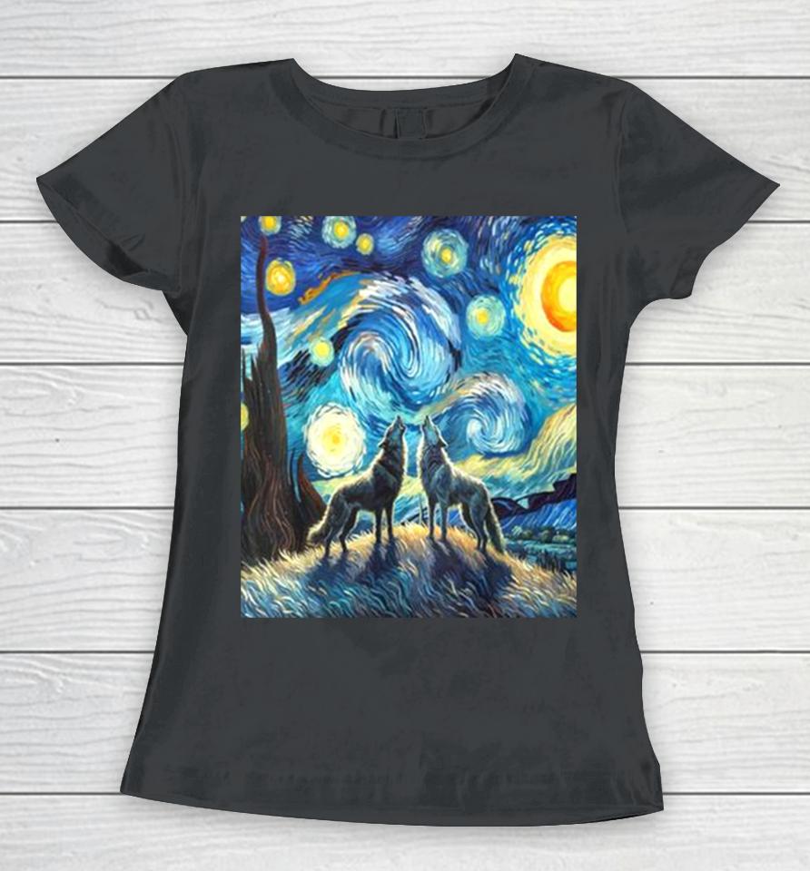 Wolves Howling At The Starry Moon Women T-Shirt