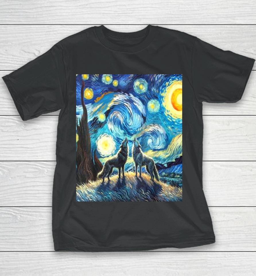 Wolves Howling At The Starry Moon Youth T-Shirt