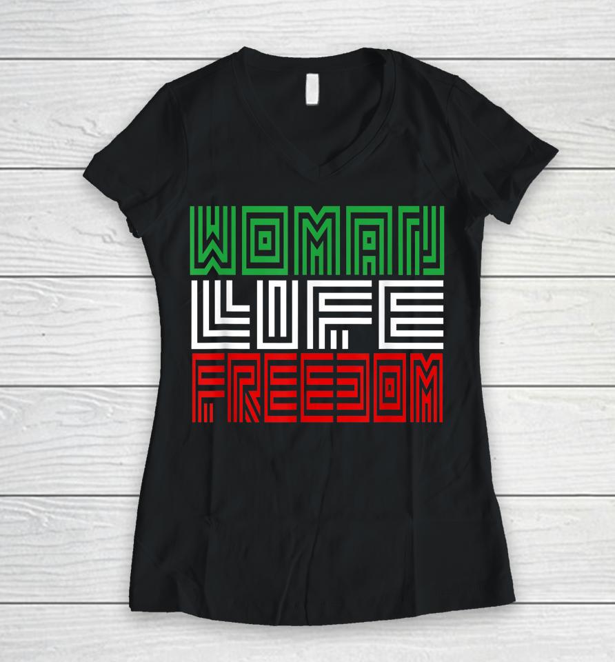 Woman Life Freedom Iran Zan Zendegi Azadi Persian Iranian Women V-Neck T-Shirt