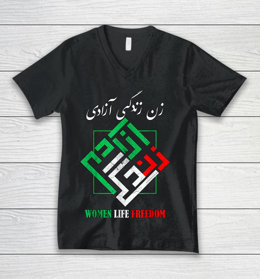 Woman Life Freedom Zan Zendegi Azadi Persian Style Unisex V-Neck T-Shirt