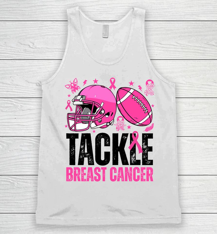 Woman Tackle Football Pink Ribbon Breast Cancer Awareness Unisex Tank Top