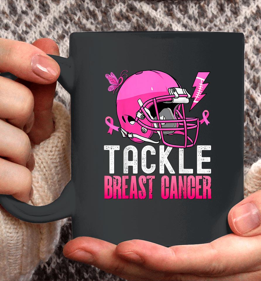 Woman Tackle Football Pink Ribbon Breast Cancer Awareness Coffee Mug