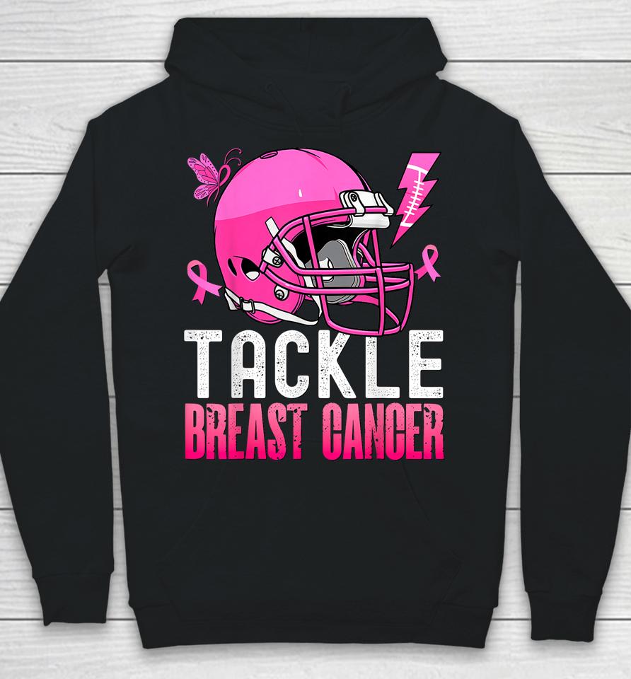 Woman Tackle Football Pink Ribbon Breast Cancer Awareness Hoodie