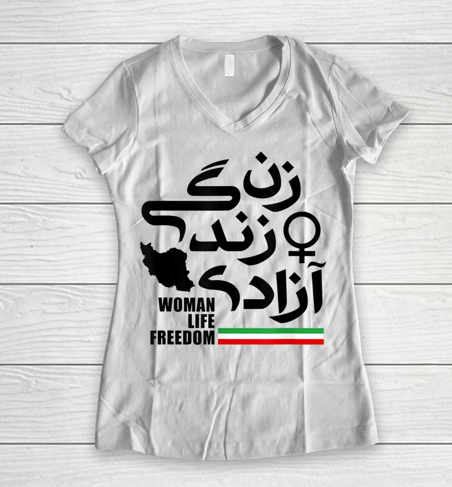 Women Life Freedom For Free Iran Women V-Neck T-Shirt