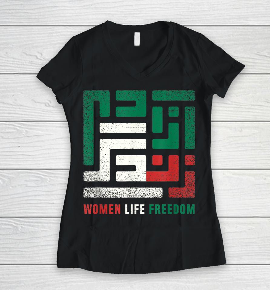 Women Life Freedom Free Iran Women V-Neck T-Shirt