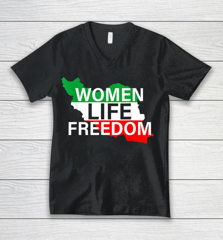 Women Life Freedom Free Iran We Stand With The Women Of Iran Unisex V-Neck T-Shirt