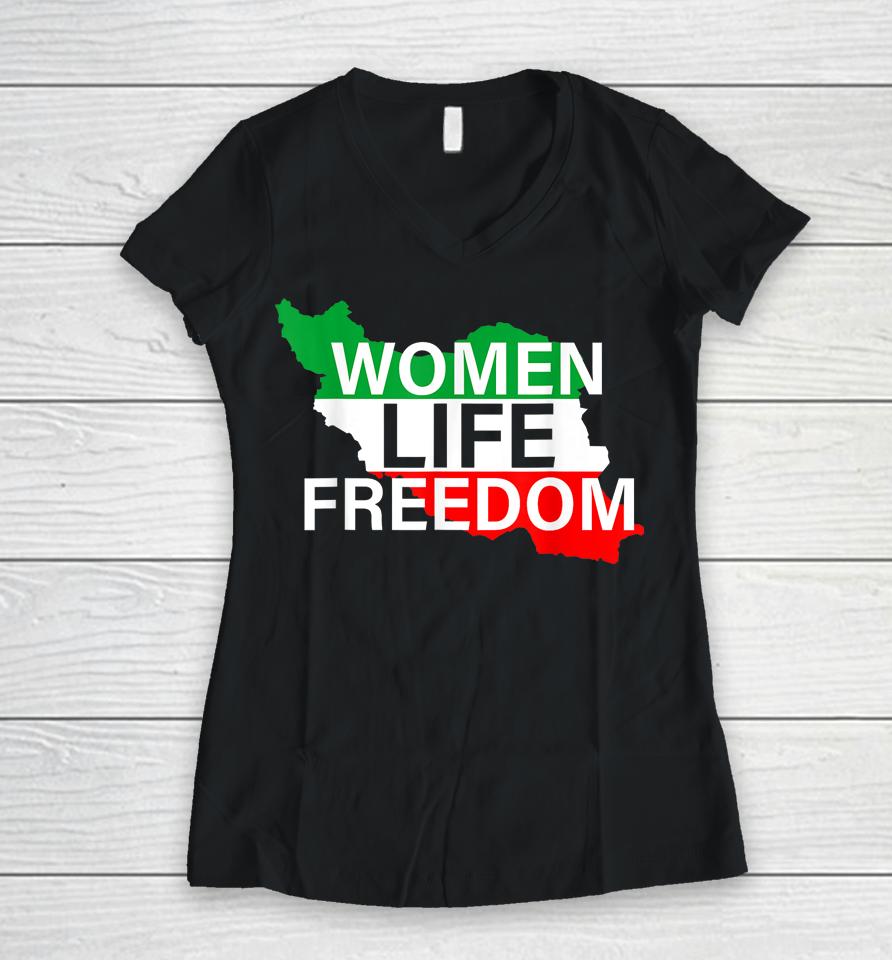 Women Life Freedom Free Iran We Stand With The Women Of Iran Women V-Neck T-Shirt