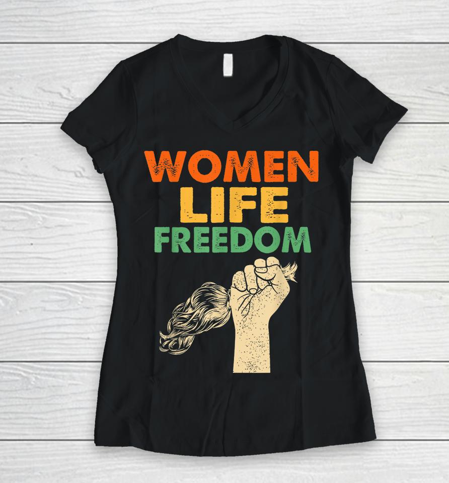 Women Life Freedom Iran Feminist Vintage Women V-Neck T-Shirt