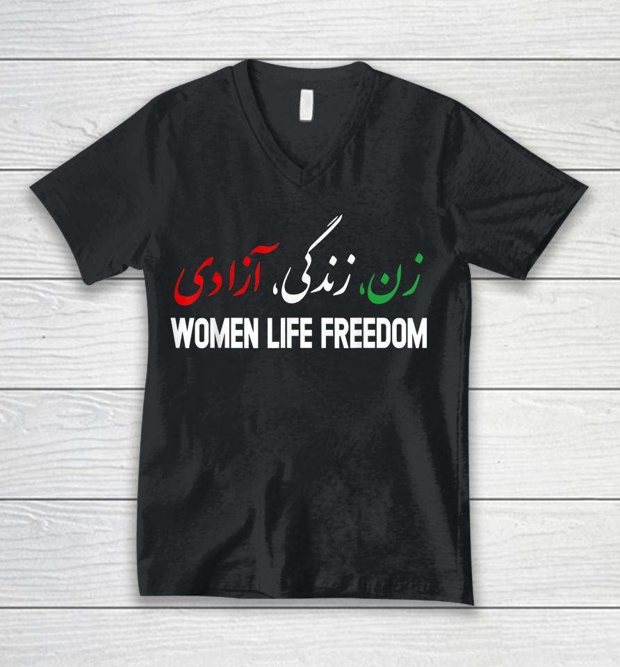 Women Life Freedom Support Persian Zan Zendegi Azadi Unisex V-Neck T-Shirt