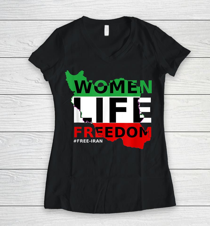 Women Rights Life Freedom Mahsa Amini Iran #Mahsaamin Women V-Neck T-Shirt