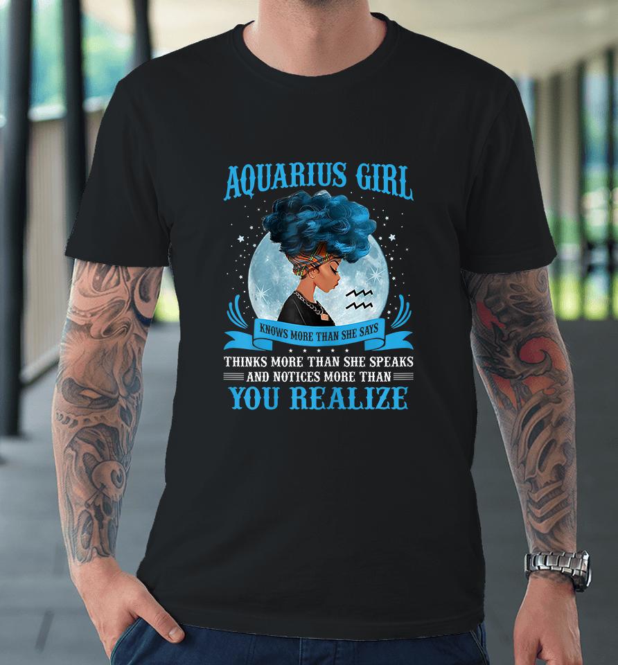 Womens Aquarius Girls Black Queen January February Birthday Premium T-Shirt