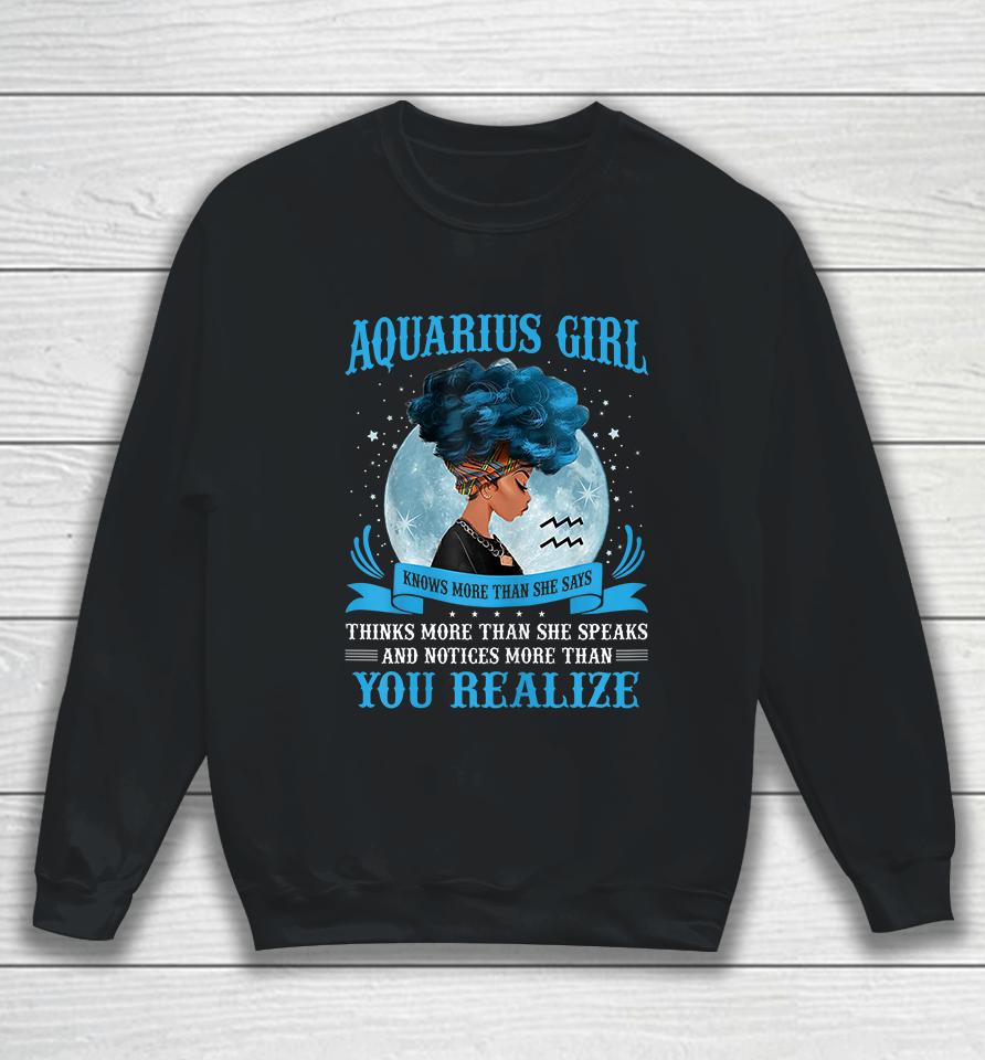 Womens Aquarius Girls Black Queen January February Birthday Sweatshirt