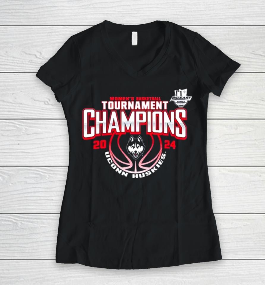Women’s Basketball Conference Tournament Champions Uconn Huskies 2024 Big East Women V-Neck T-Shirt