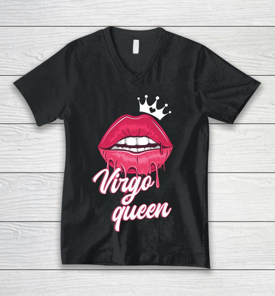 Womens  Birthday Virgo Queen Virgo Zodiac Sign Unisex V-Neck T-Shirt