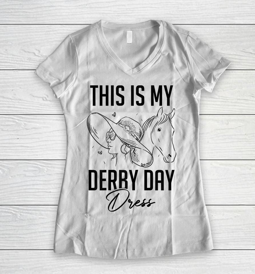 Womens Derby Day 2023 This Is My Derby Day Dress Horse Racing Women V-Neck T-Shirt