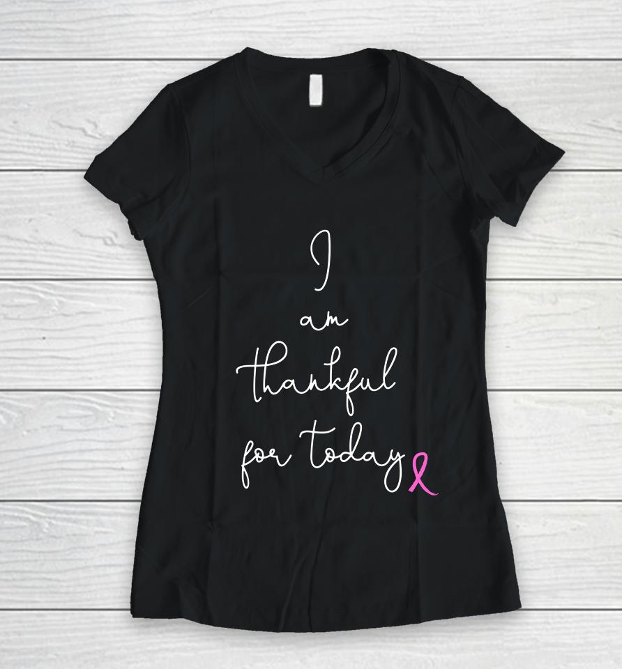 Womens Fighting Breast Cancer Product Gift Battling Through Chemo Women V-Neck T-Shirt