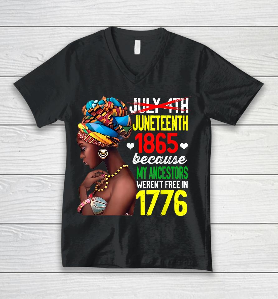 Womens Juneteenth African American Black Freedom Day Unisex V-Neck T-Shirt