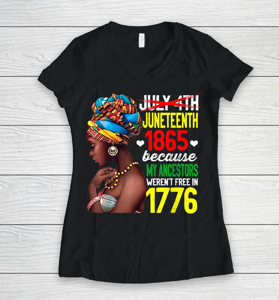 Womens Juneteenth African American Black Freedom Day Women V-Neck T-Shirt