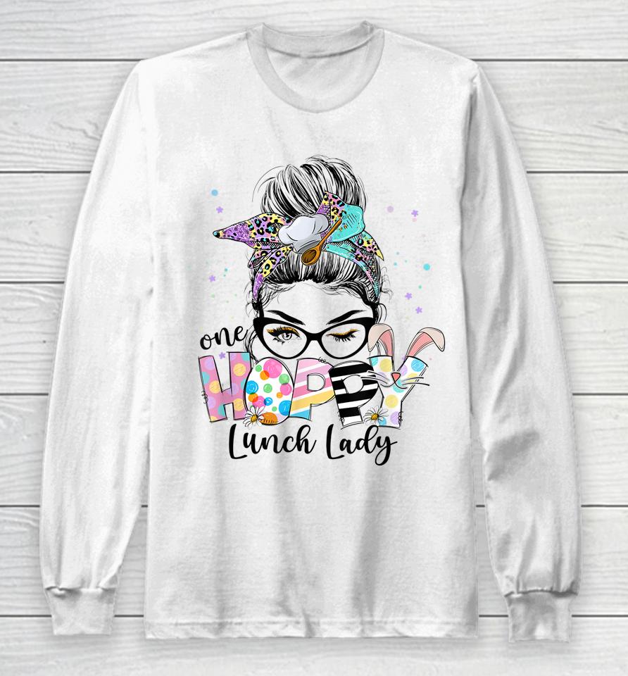Womens One Hoppy Lunch Lady Cafeteria Staff Easter Outfit Long Sleeve T-Shirt