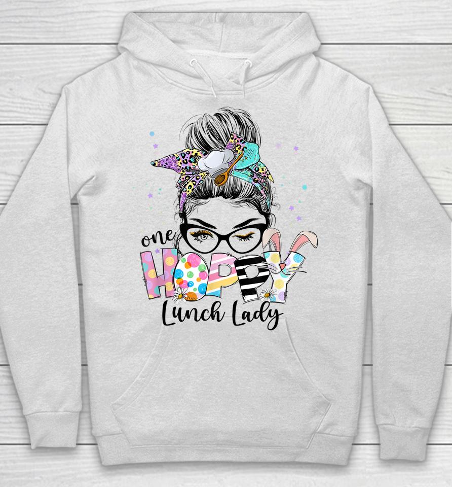 Womens One Hoppy Lunch Lady Cafeteria Staff Easter Outfit Hoodie