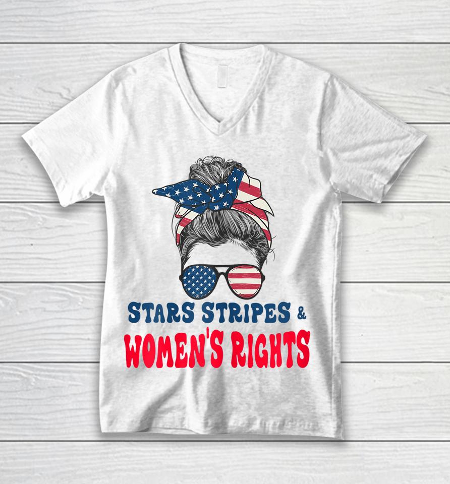 Womens Stars Stripes Women's Rights Reproductive Pro Roe Choice Unisex V-Neck T-Shirt