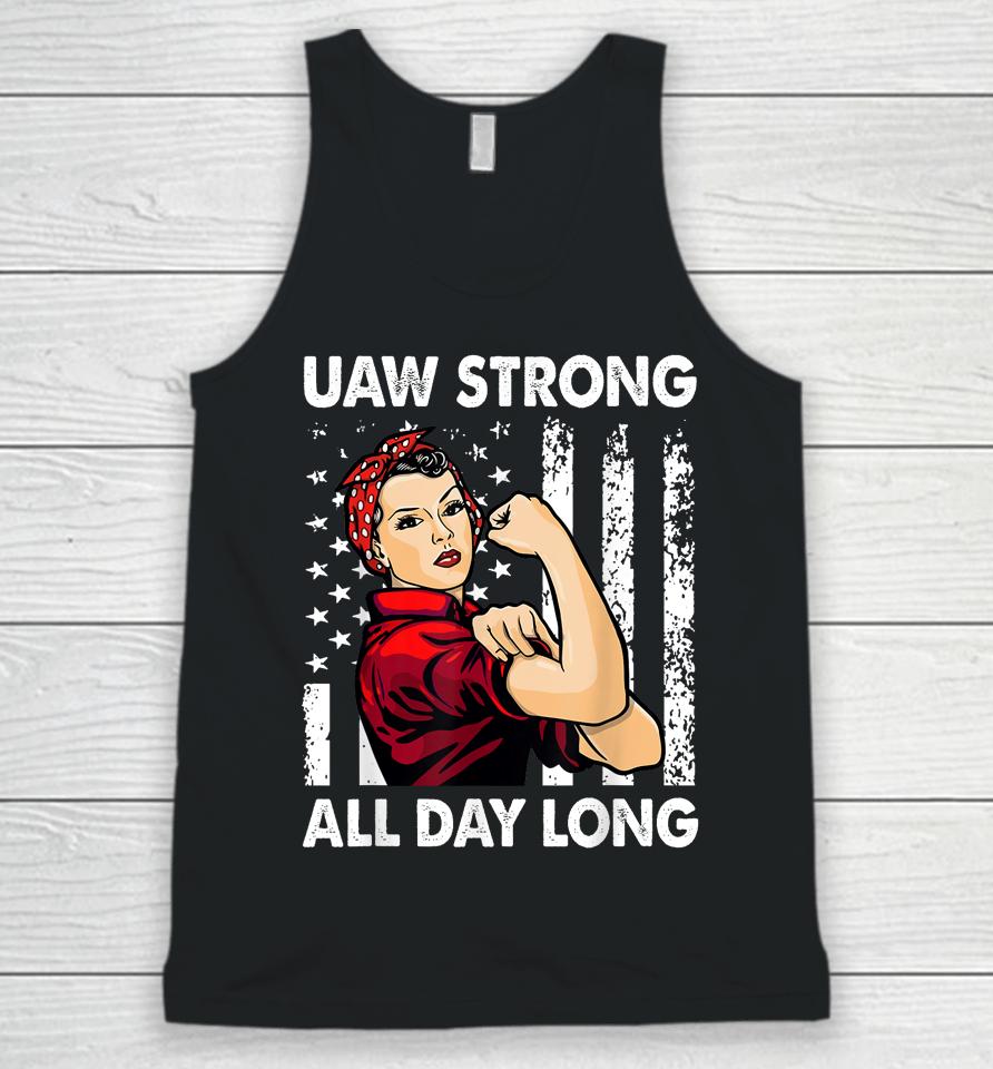 Womens Uaw Strike Red Tee United Auto Workers Picket Sign Unisex Tank Top