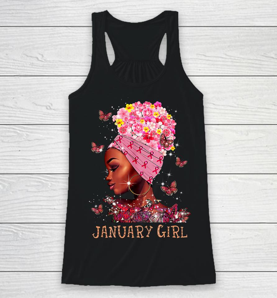 Womens Woman Breast Cancer Awareness Gift Tee January Girl Racerback Tank