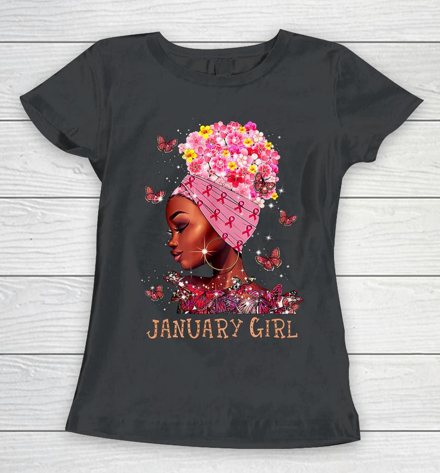 Womens Woman Breast Cancer Awareness Gift Tee January Girl Women T-Shirt