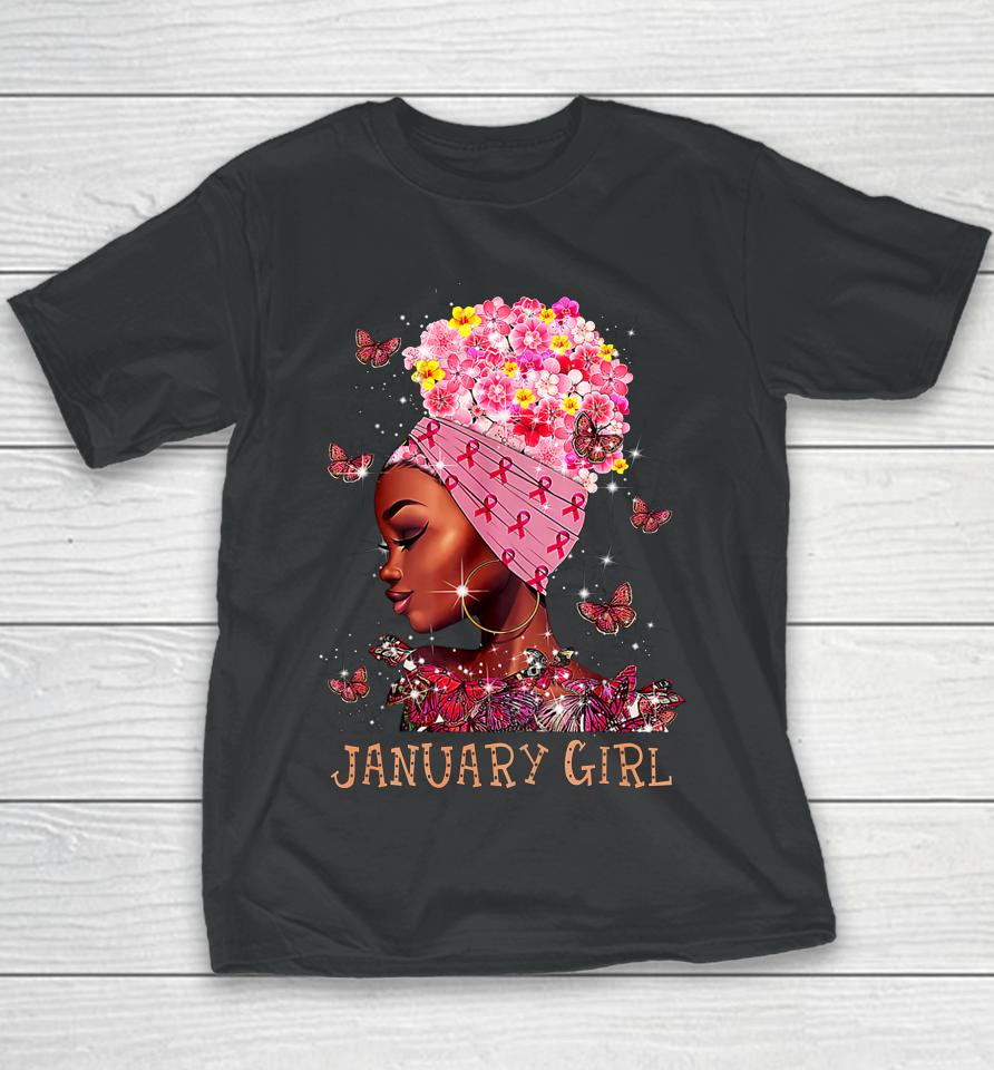 Womens Woman Breast Cancer Awareness Gift Tee January Girl Youth T-Shirt
