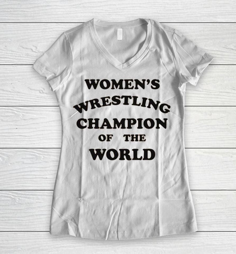 Women’s Wrestling Champion Of The World Women V-Neck T-Shirt