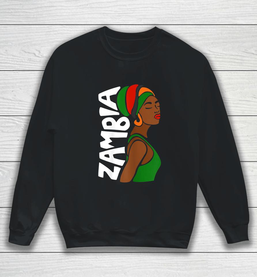Womens  Zambia Zambian African Heritage Ethnic Traditional Sweatshirt