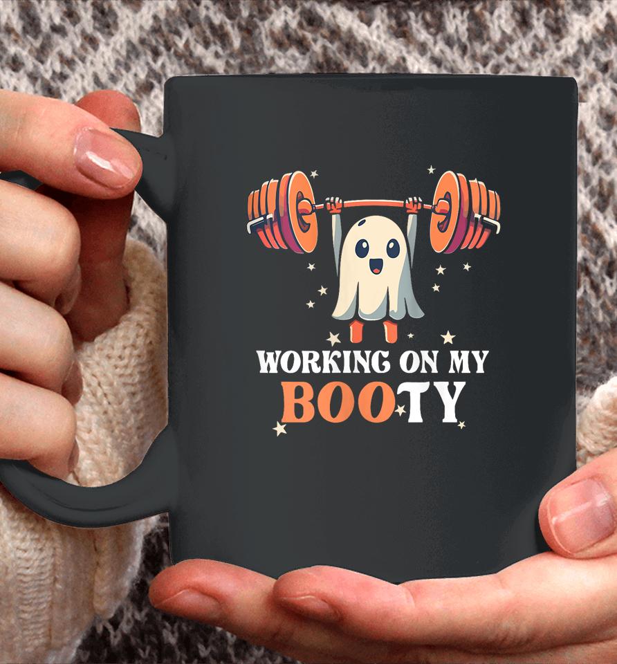 Working On My Boo Ty Funny Halloween Ghost Gym Workout Squat Coffee Mug