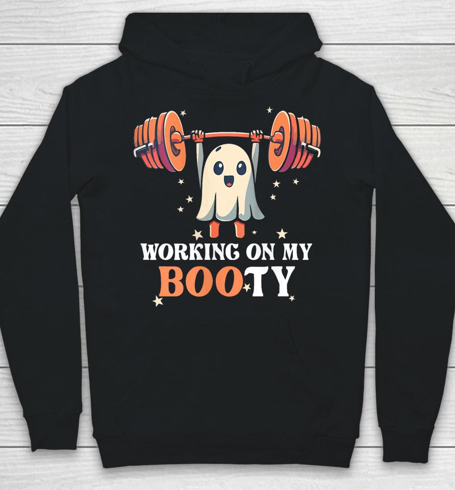 Working On My Boo Ty Funny Halloween Ghost Gym Workout Squat Hoodie