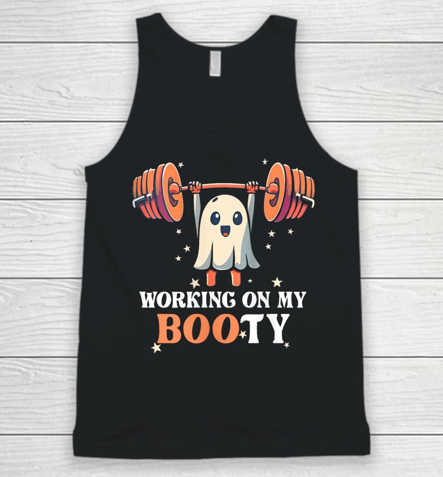 Working On My Boo Ty Funny Halloween Ghost Gym Workout Squat Unisex Tank Top