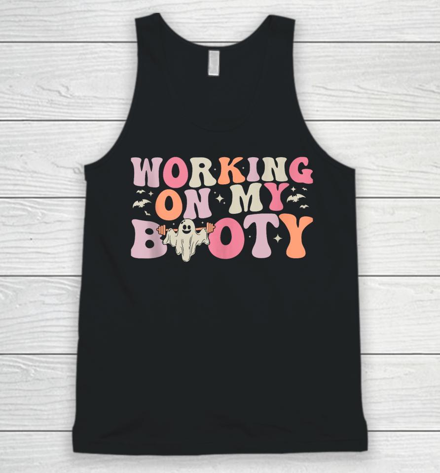 Working On My Booty Funny Gym Halloween Workout Ghost Unisex Tank Top
