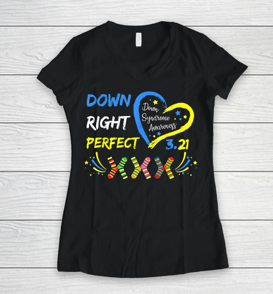 World Down Syndrome Day Awareness Socks 21 March Women V-Neck T-Shirt