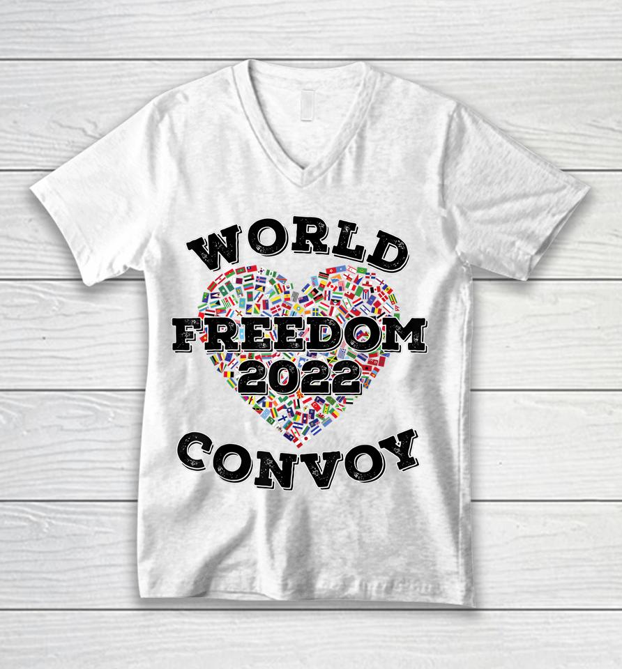 World Freedom 2022 Convoy Classic Canadian Truckers Support Unisex V-Neck T-Shirt