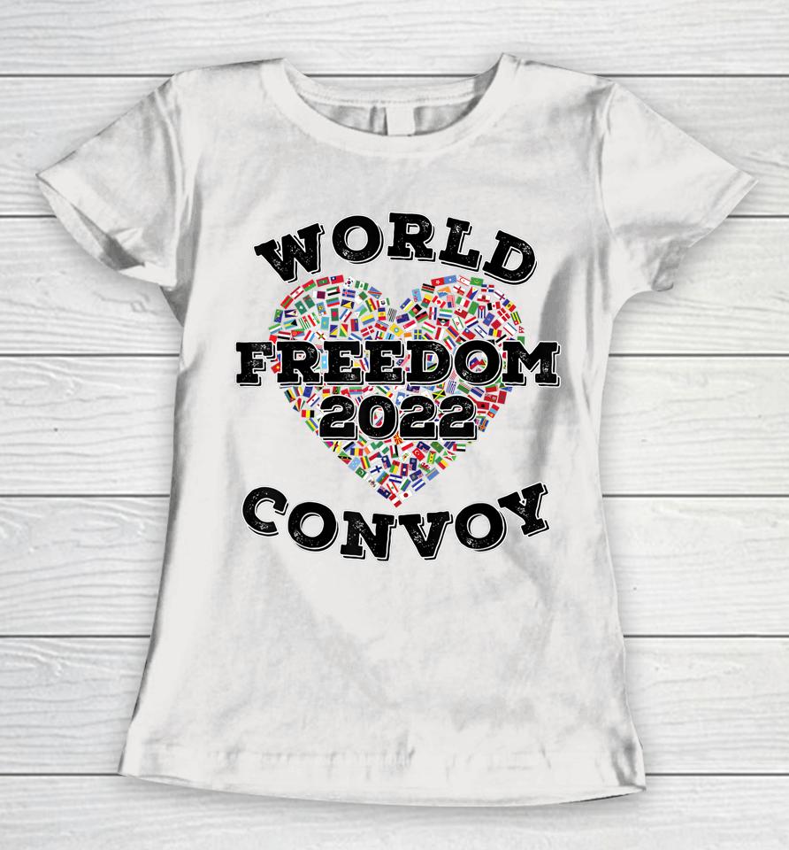 World Freedom 2022 Convoy Classic Canadian Truckers Support Women T-Shirt