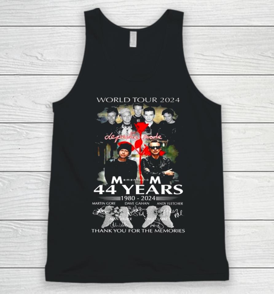 World Tour 2024 Depeche Mode Memento Mori 44 Years 1980 – 2024 Thank You For The Memories Signatures Unisex Tank Top