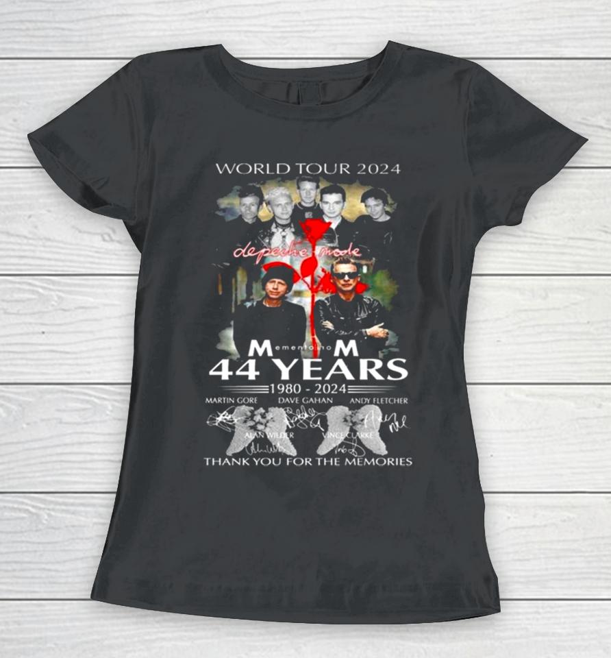World Tour 2024 Depeche Mode Memento Mori 44 Years 1980 – 2024 Thank You For The Memories Signatures Women T-Shirt