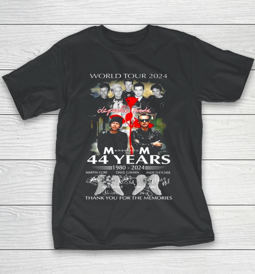 World Tour 2024 Depeche Mode Memento Mori 44 Years 1980 – 2024 Thank You For The Memories Signatures Youth T-Shirt