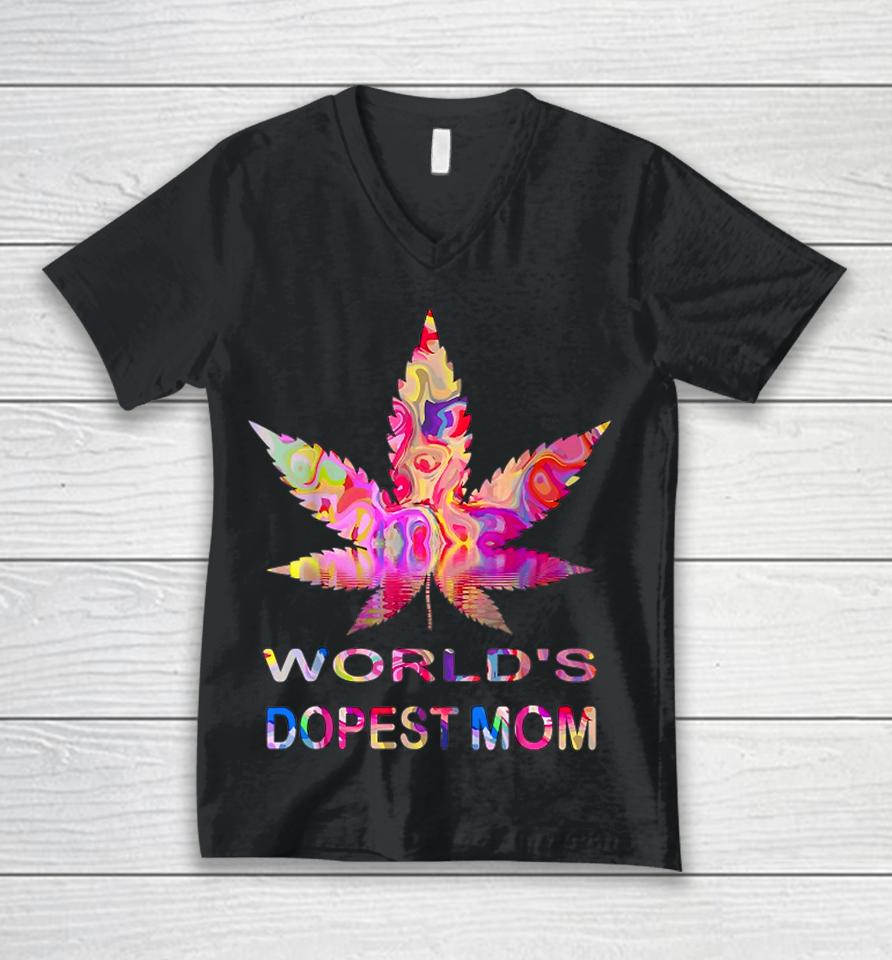 World's Dopest Mom Weed Soul Cannabis Tie Dye Mother's Day Unisex V-Neck T-Shirt