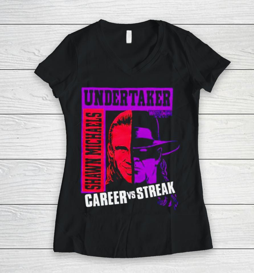 Wrestlemania Xxvi Shawn Michaels Vs The Undertaker Women V-Neck T-Shirt