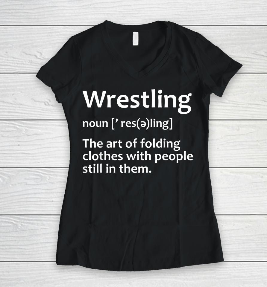 Wrestling Definition Women V-Neck T-Shirt